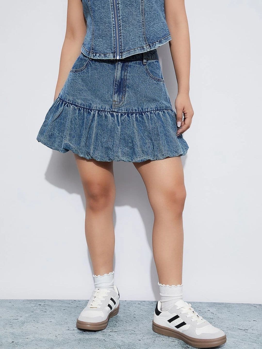 Ginger by Lifestyle Women Cotton Blend Mini Flared Skirt - view 1