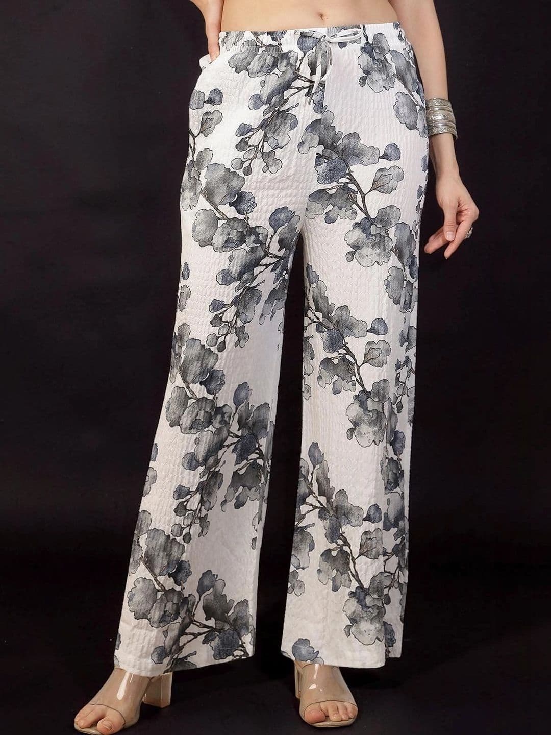 Jinfo Women Floral Printed Crepe Ethnic Palazzos - view 1
