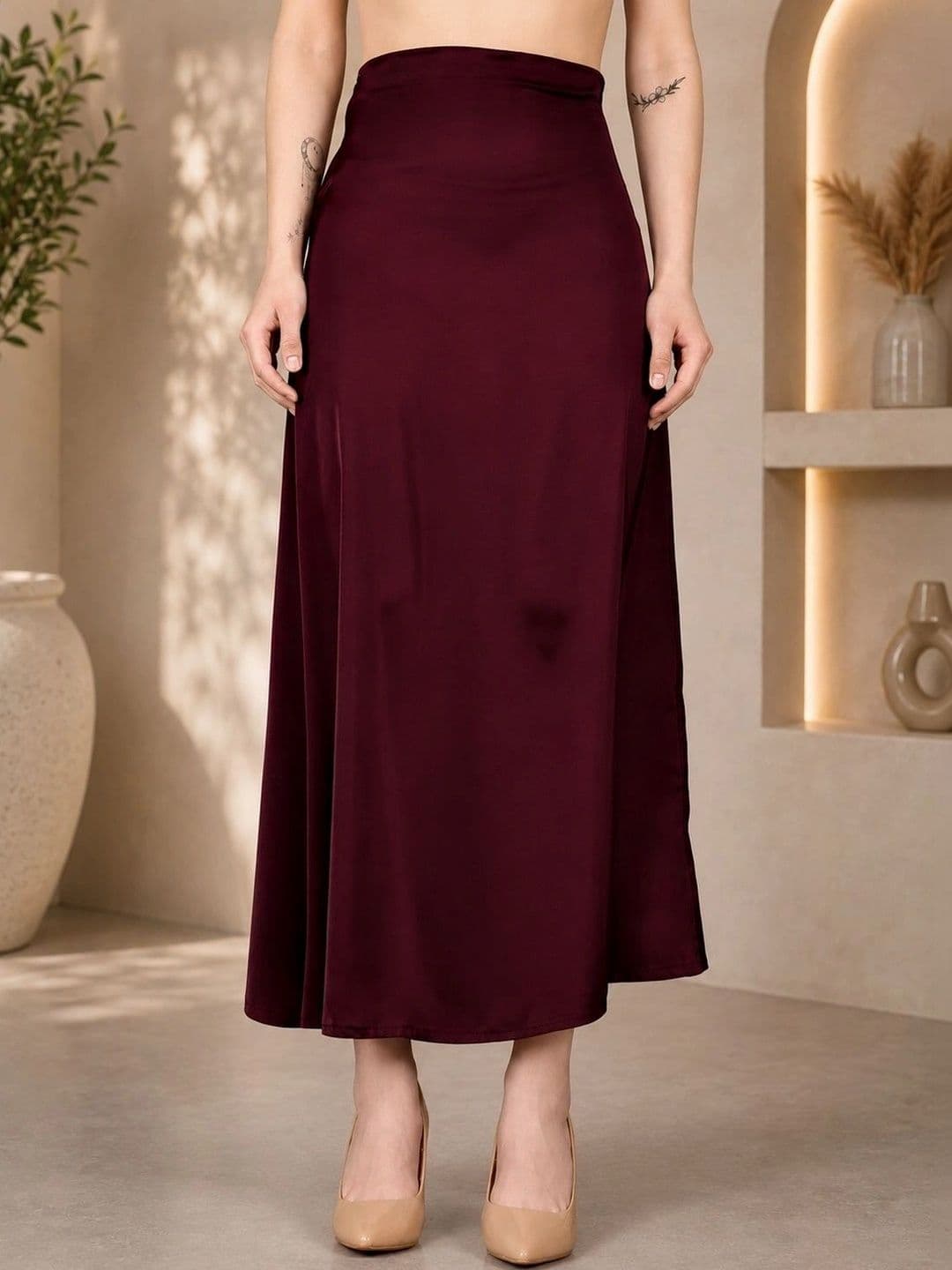 Aadvi Fashion Women Satin Midi A-Line Skirt - view 1
