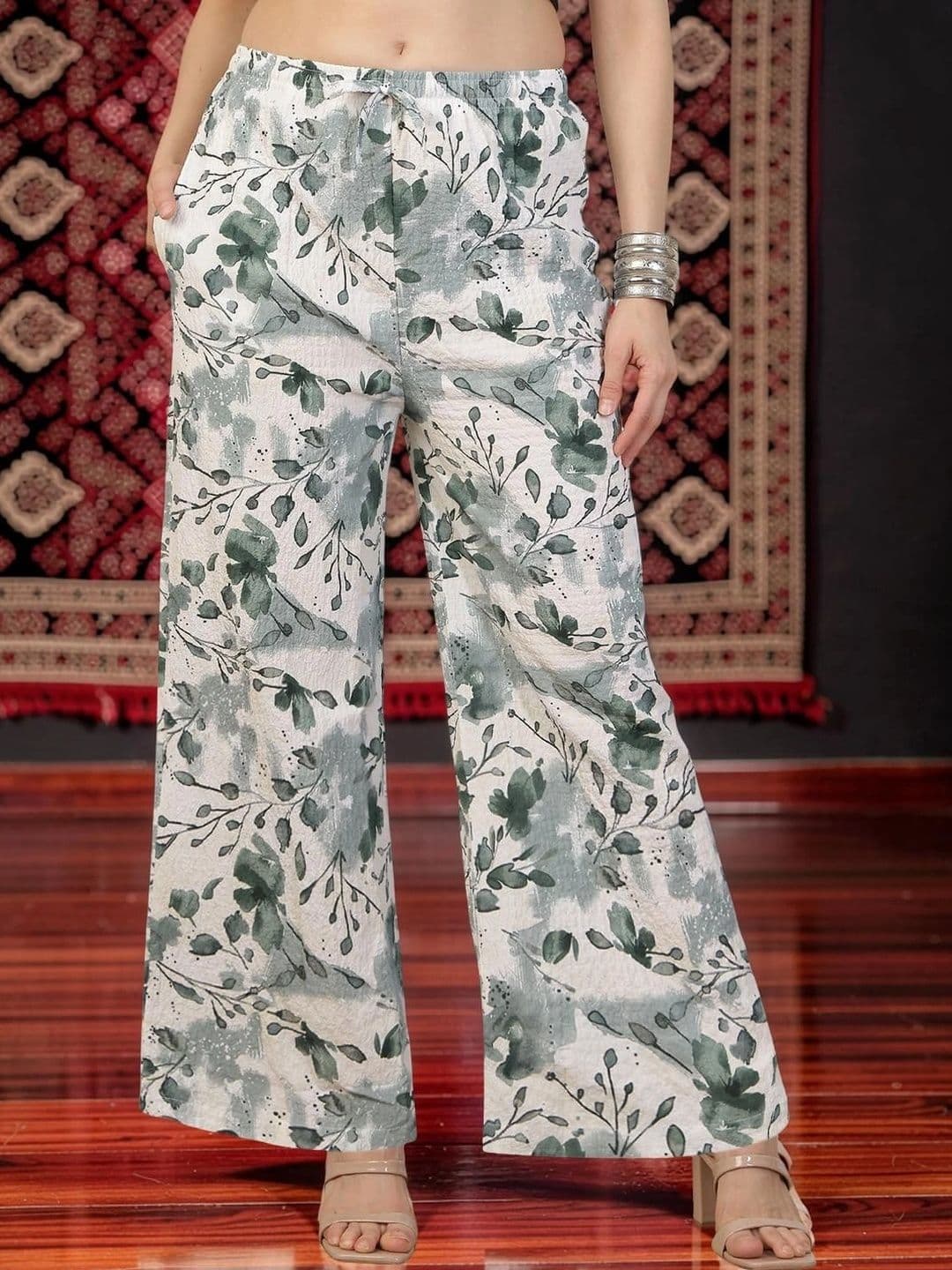 Jinfo Women Floral Printed Crepe Palazzos - view 1