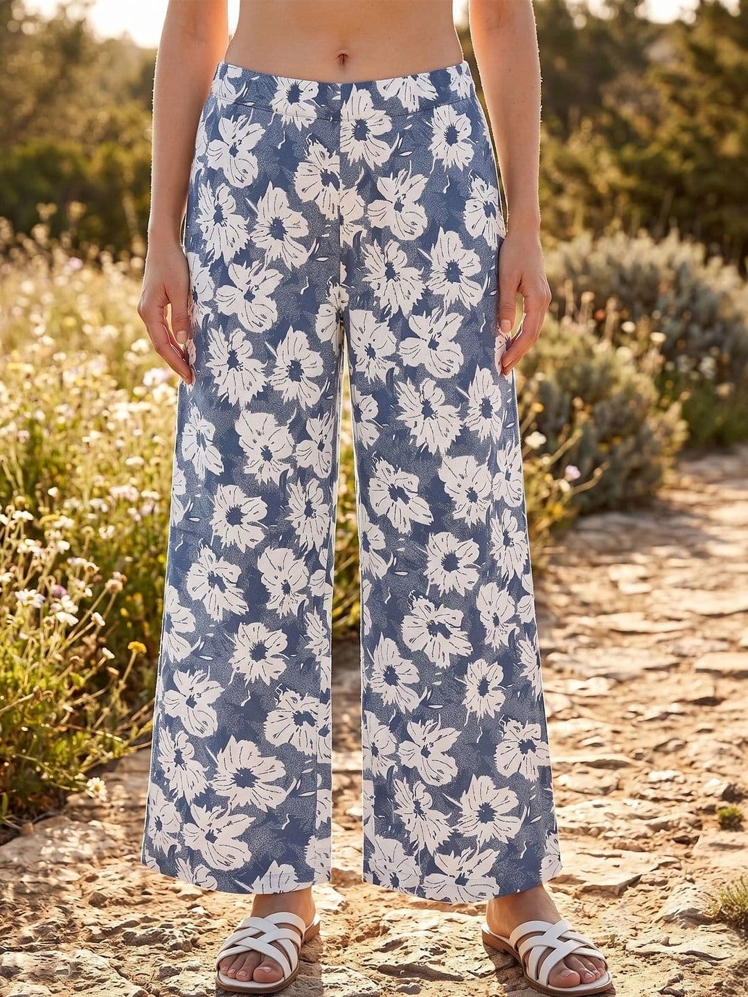 Enchanted Drapes Women Floral Printed Knitted Palazzos - view 1