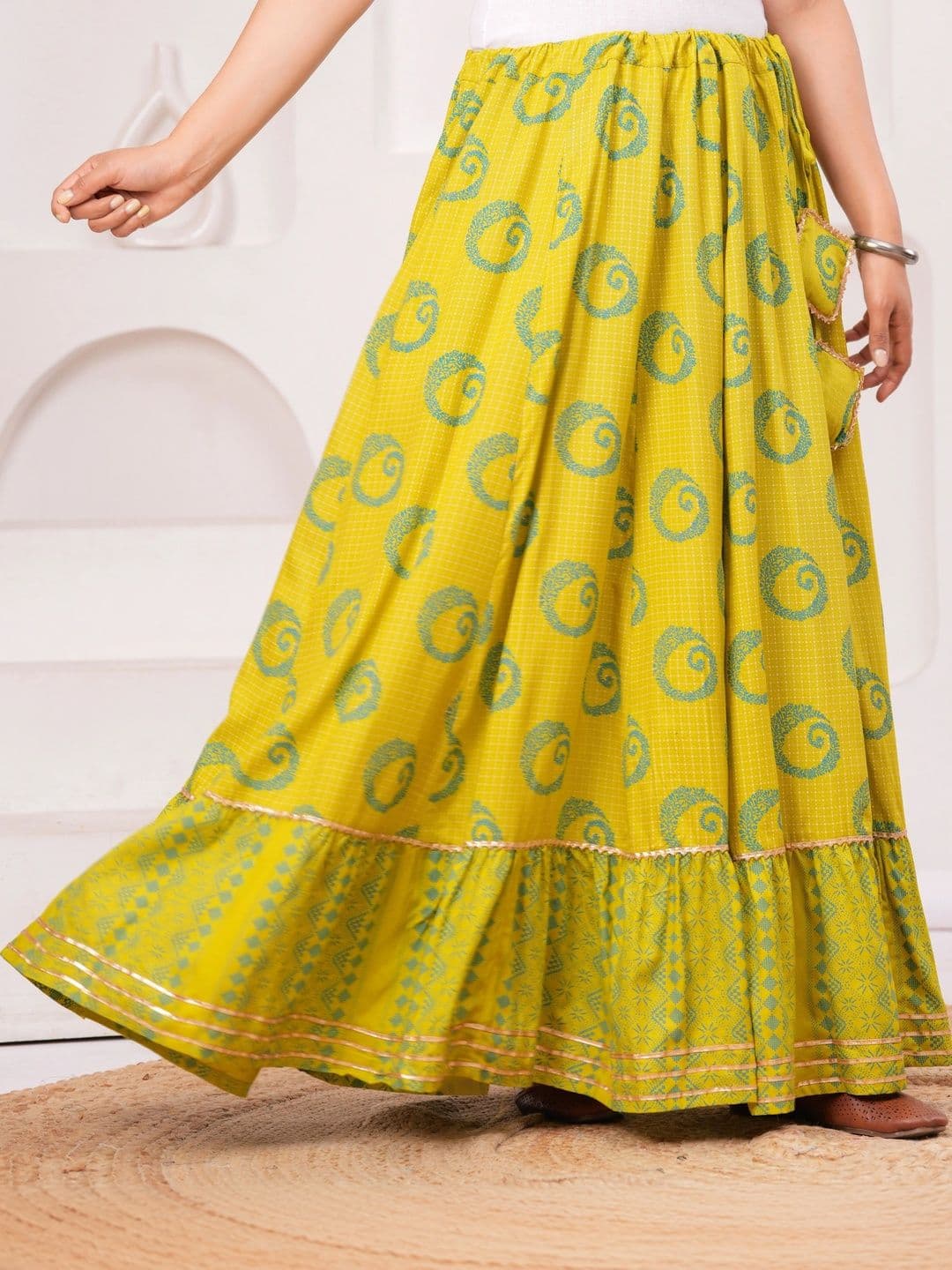 Clothy N Wave Women Geometric Maxi Flared Skirt - view 1
