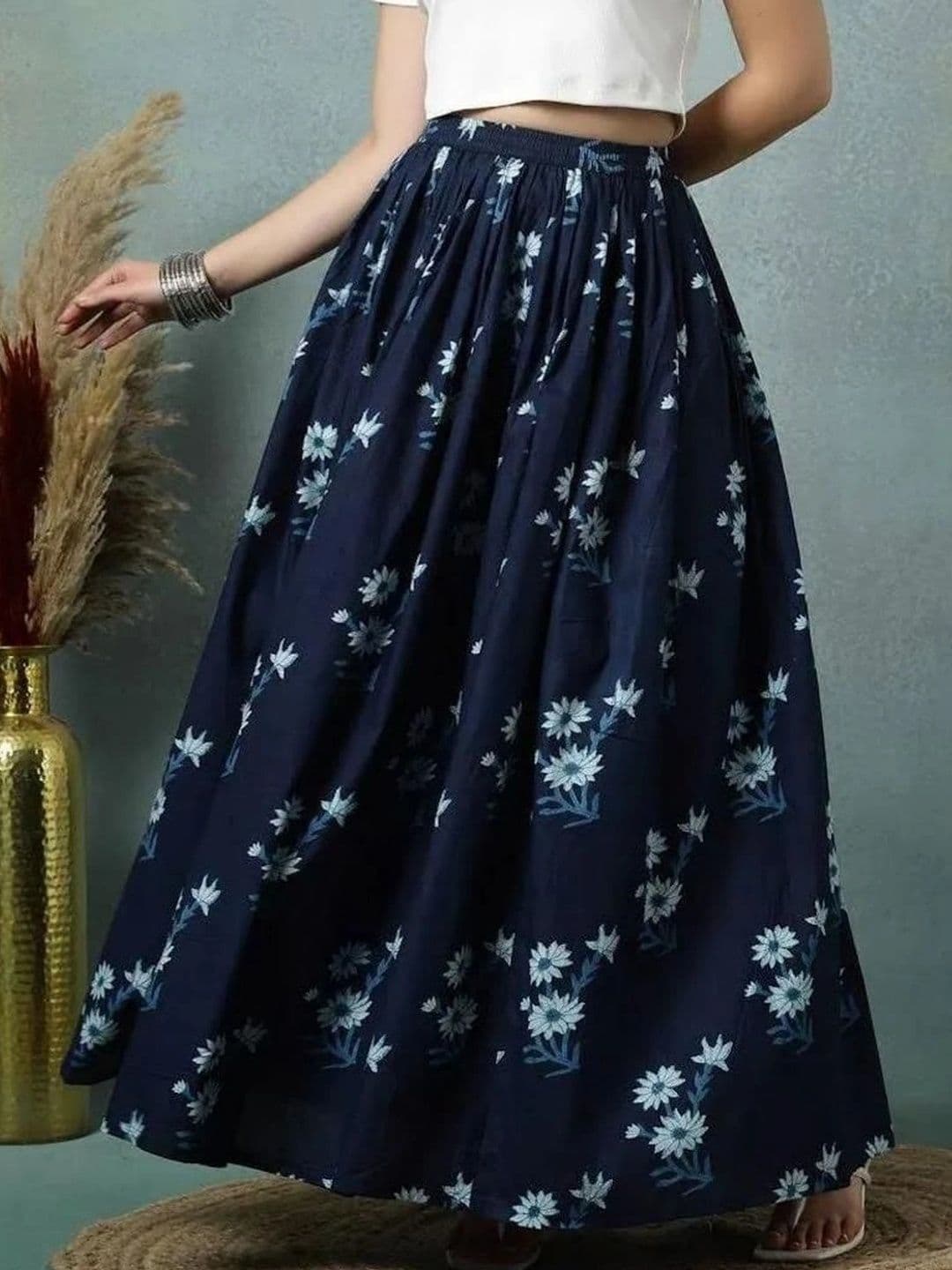 REAM Women Pure Cotton Floral Maxi Flared Skirt - view 1