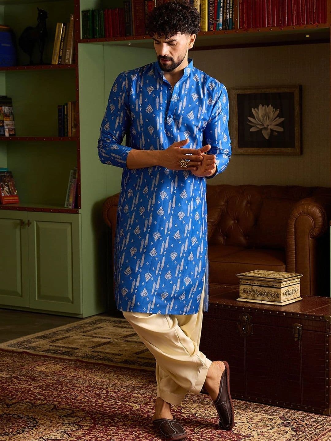 House of Pataudi Men Ethnic Motifs Printed Kurta - view 1