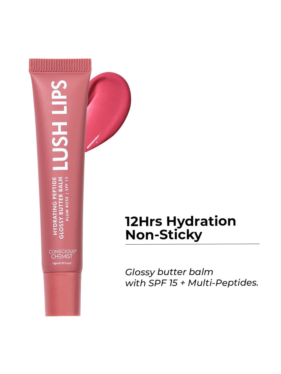 Conscious Chemist Multipeptide & Shea Butter Infused Lip Balm - Plum Rose - 15 g - view 1