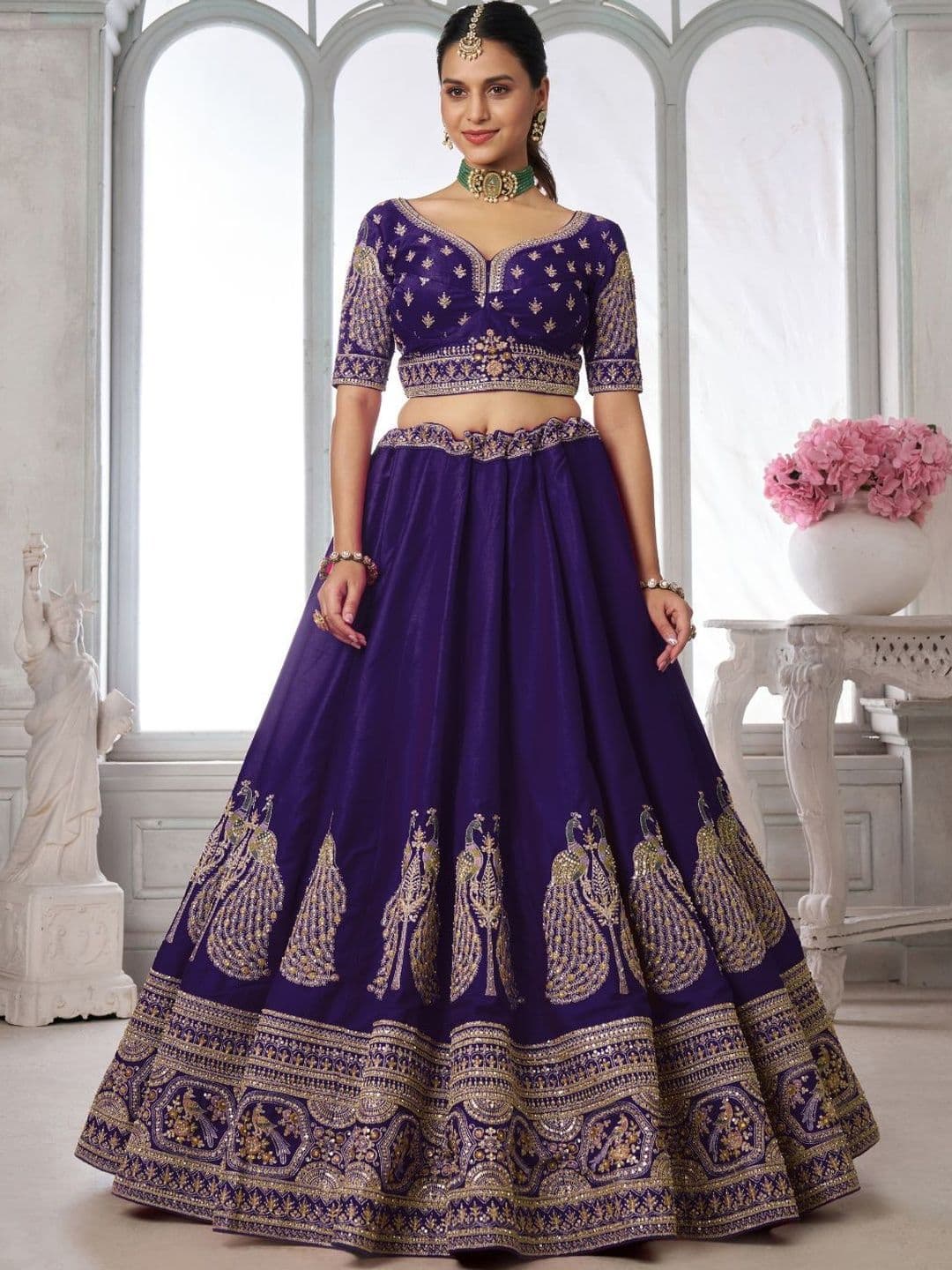 KESAR FAB Embroidered Thread Work Semi-Stitched Lehenga & Unstitched Blouse With Dupatta - view 1