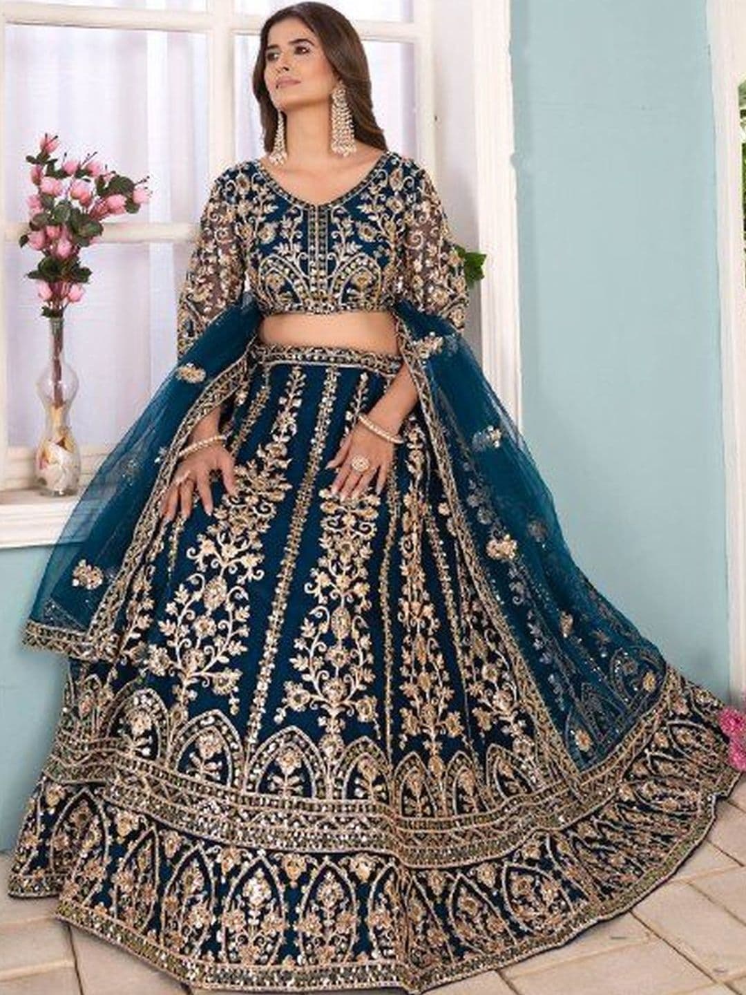 eemony Embellished Semi-Stitched Lehenga & Unstitched Blouse With Dupatta - view 1