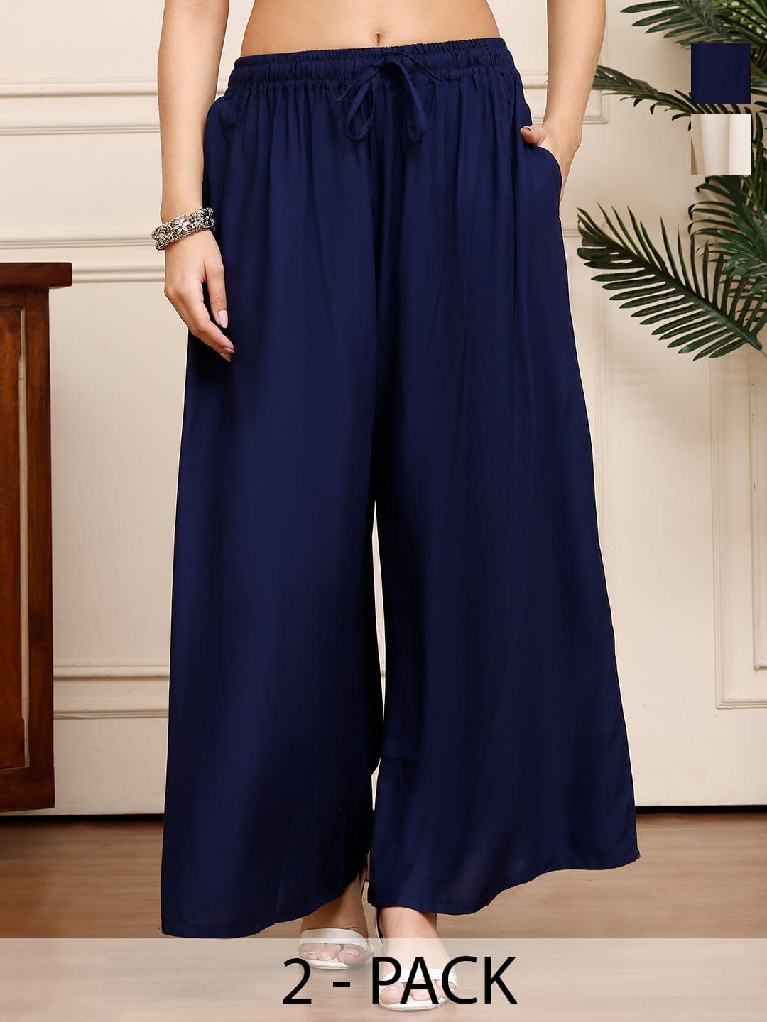 KALINI Women 2 Flared Ethnic Palazzos - view 1