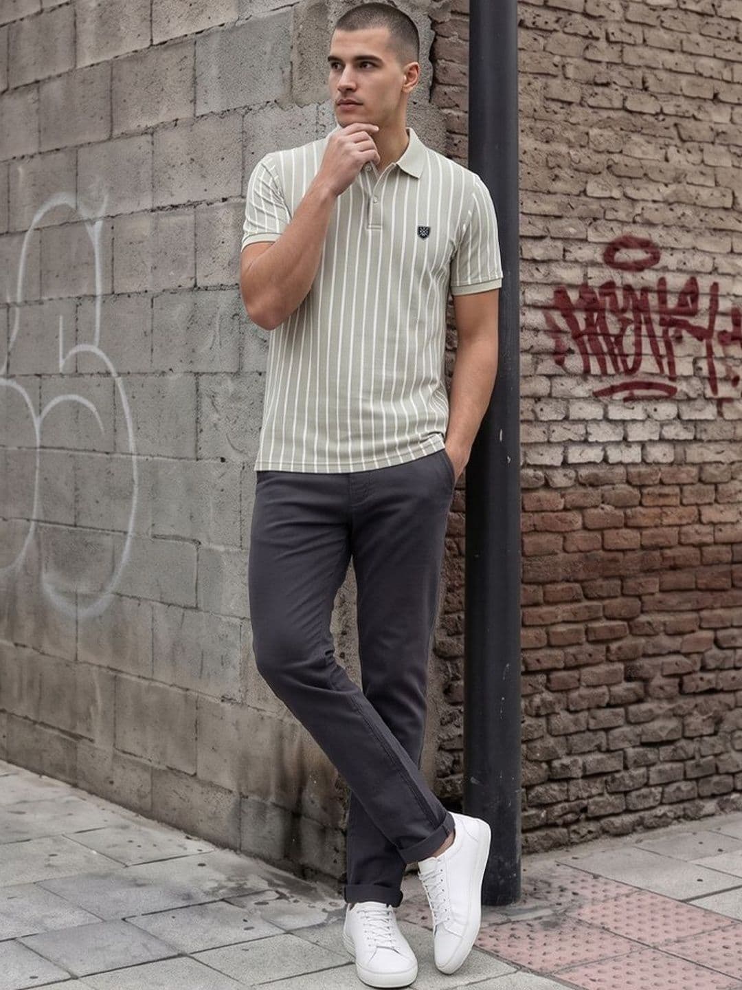 Roadster Men Striped Polo Collar T-shirt - view 1