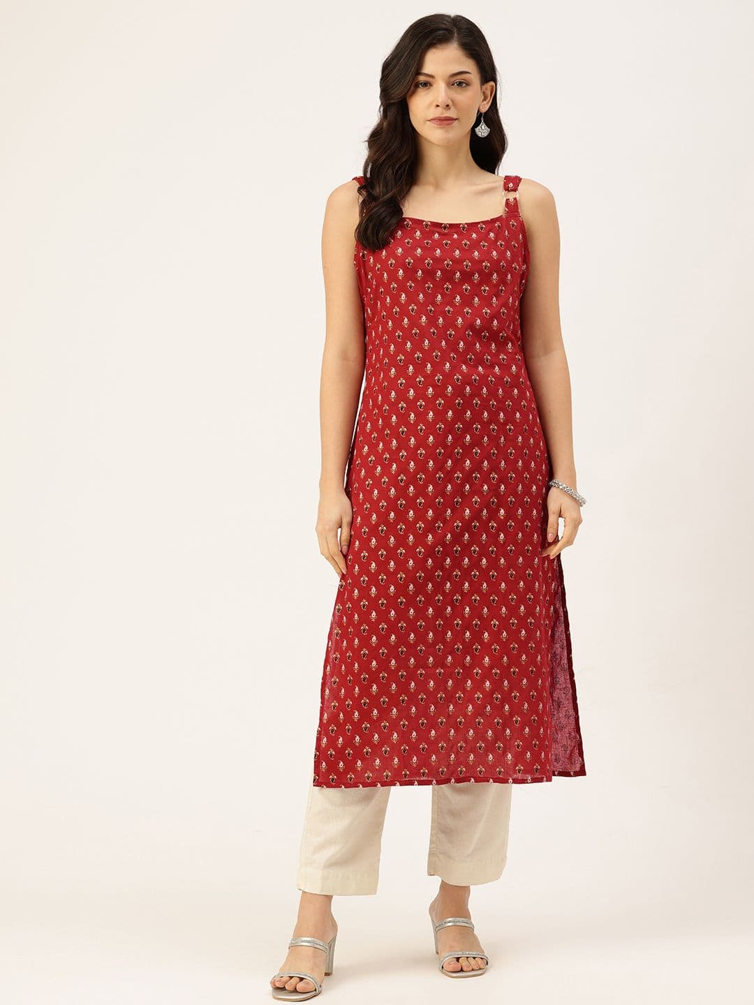 FERANOID Paisley Printed Shoulder Straps Pure Cotton Kurta - view 1