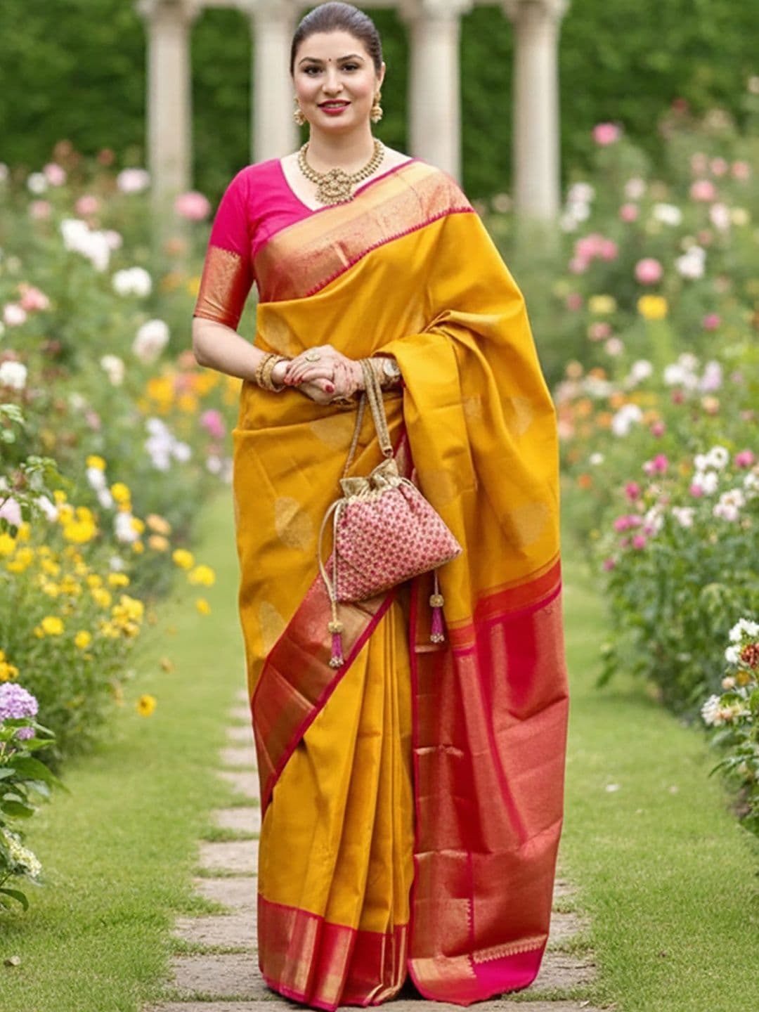 Moda Rapido Woven Design Zari Silk Blend Handloom Banarasi Saree - view 1