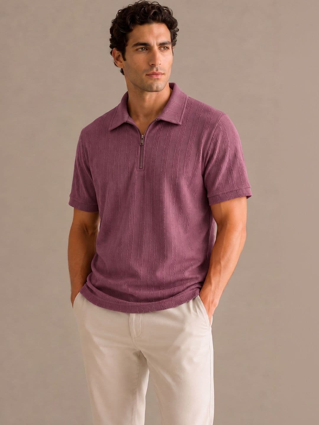 R.Code by The Roadster Life Co. Men Polo Collar T-shirt - view 1