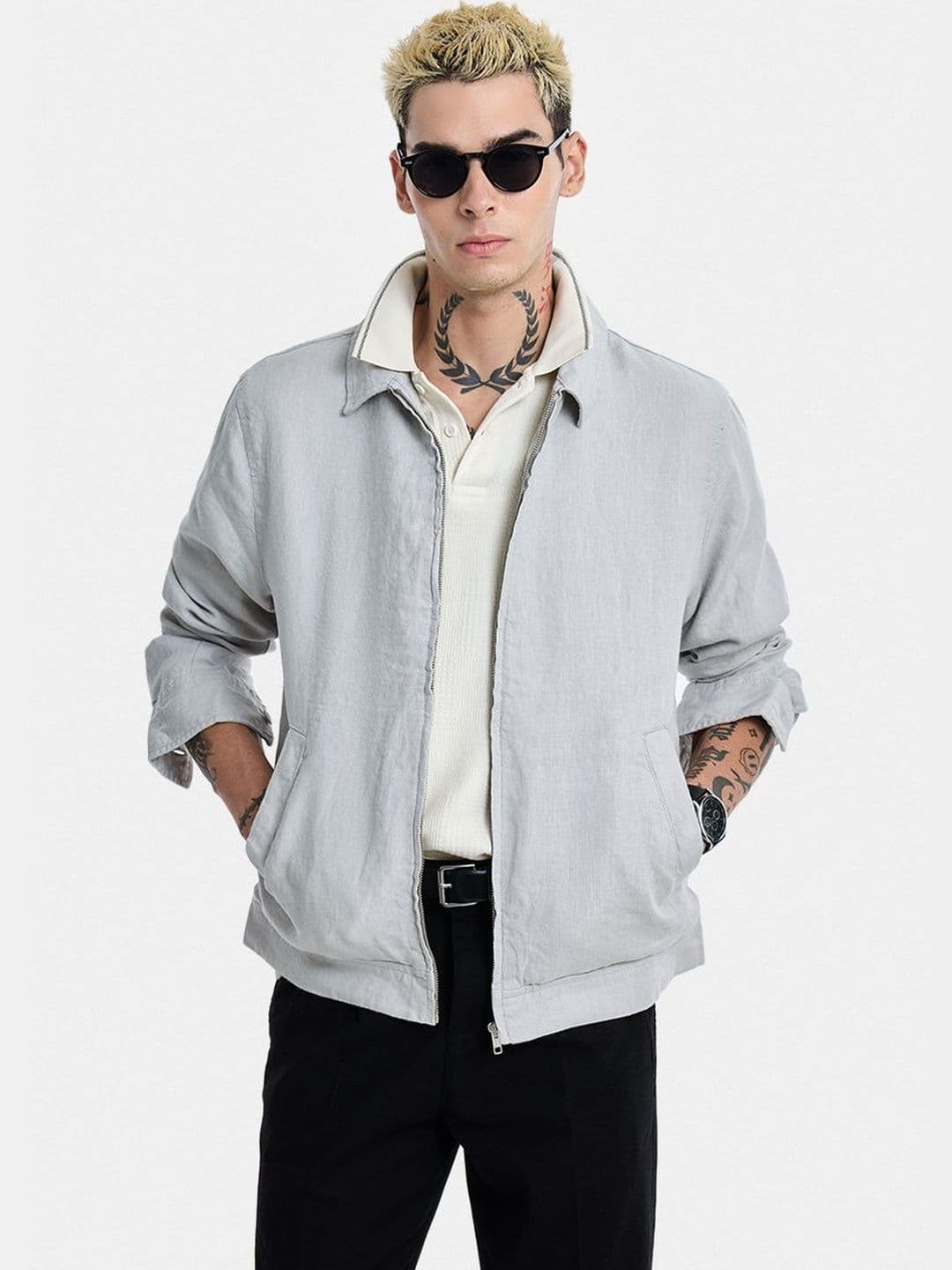 Snitch Light Grey Textured Jacket - view 1
