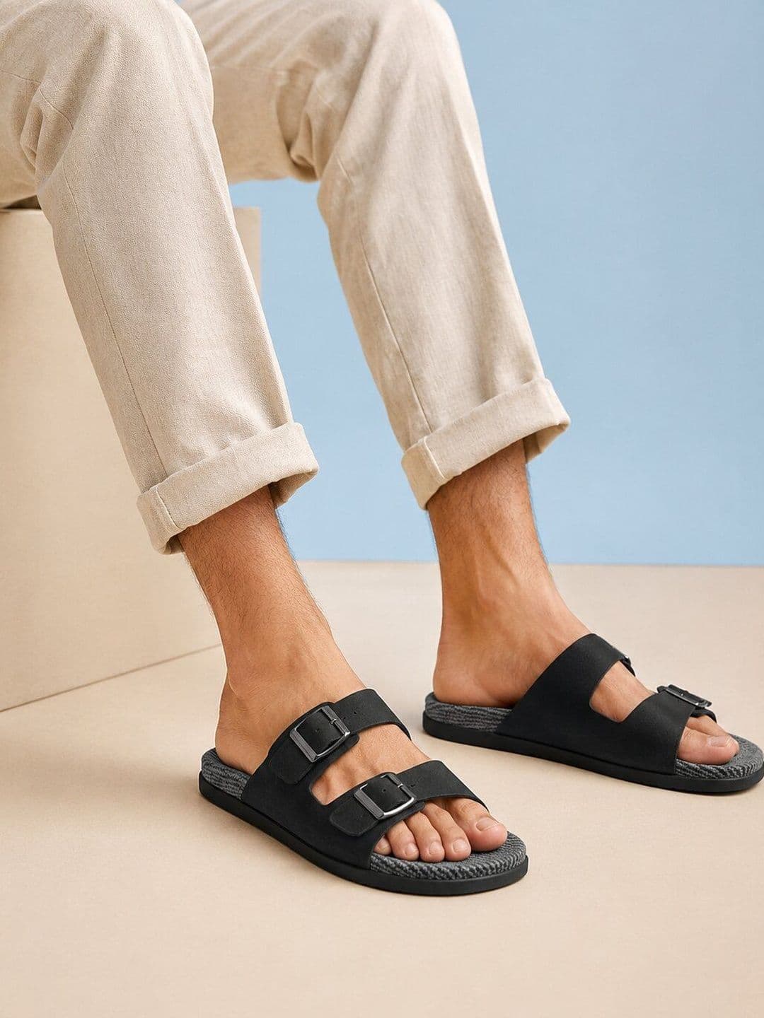 The Roadster Lifestyle Co. Men Dual Strap Buckle Textured Footbed Comfort Sandals - view 1