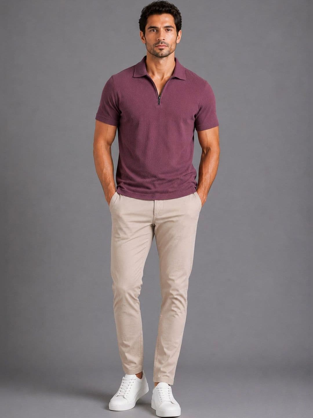 R.Code by The Roadster Life Co. Men Polo Collar T-shirt - view 1