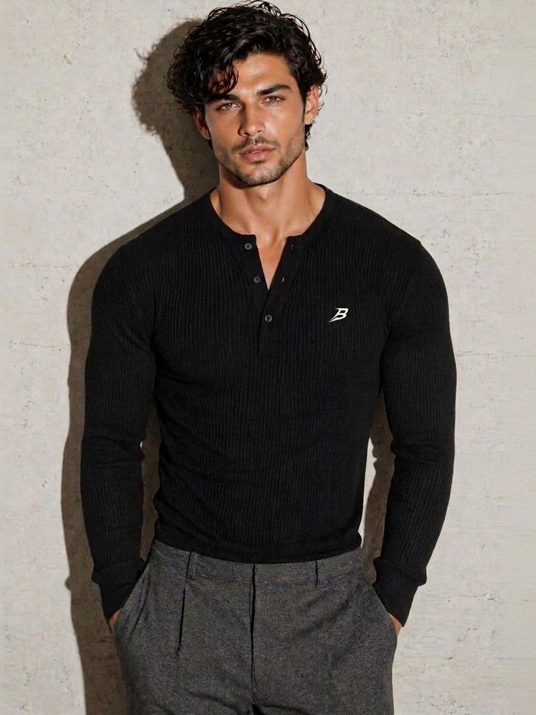 Bartus Men Brand Logo Henley Neck T-shirt - view 1