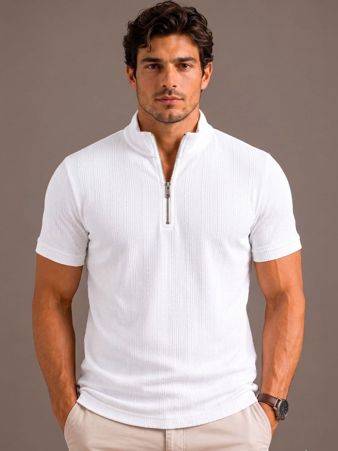 R.Code by The Roadster Life Co. Men High Neck T-shirt - view 1