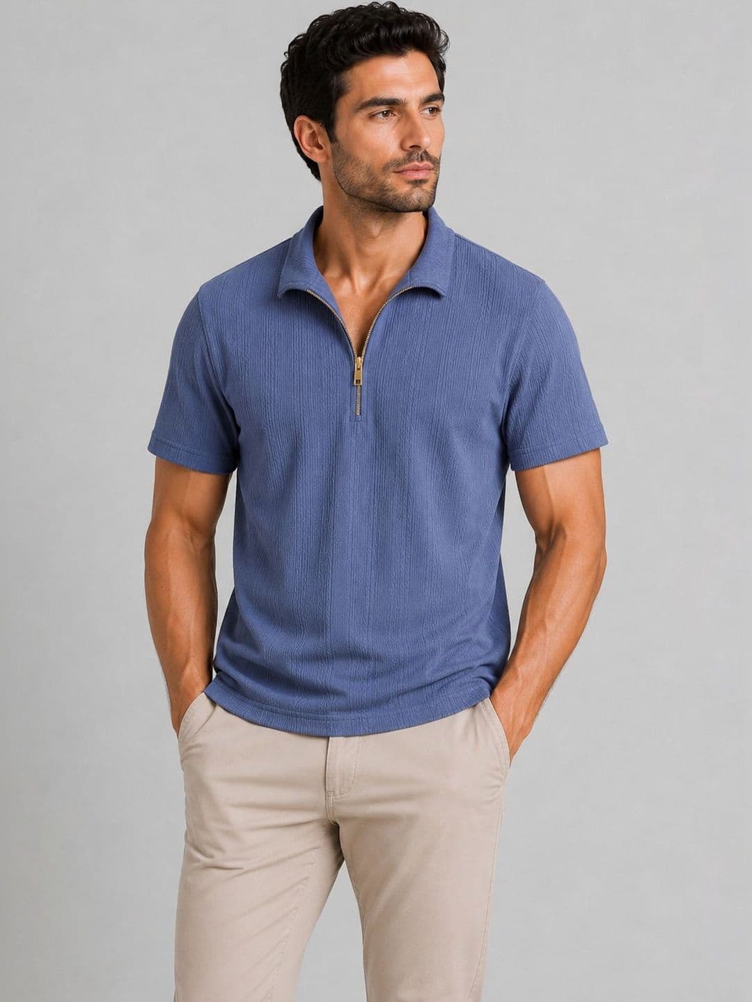 R.Code by The Roadster Life Co. Men Polo Collar T-shirt - view 1