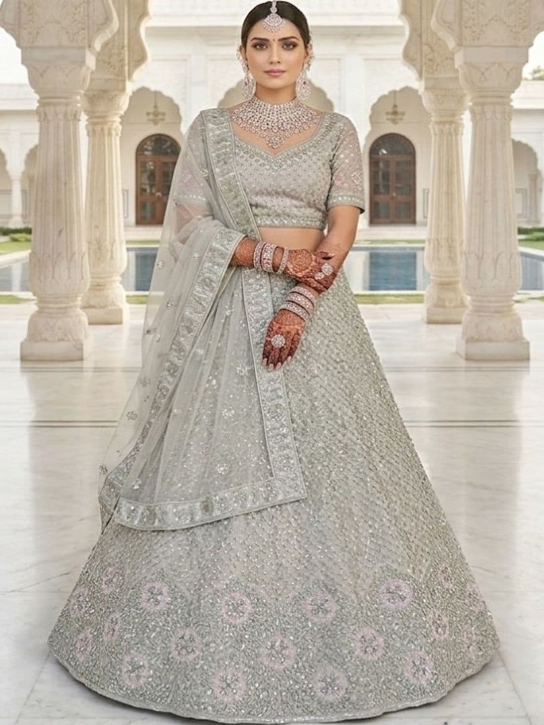 JIYANA WOMENS CHOICE Embellished Semi-Stitched Lehenga & Unstitched Blouse With Dupatta - view 1