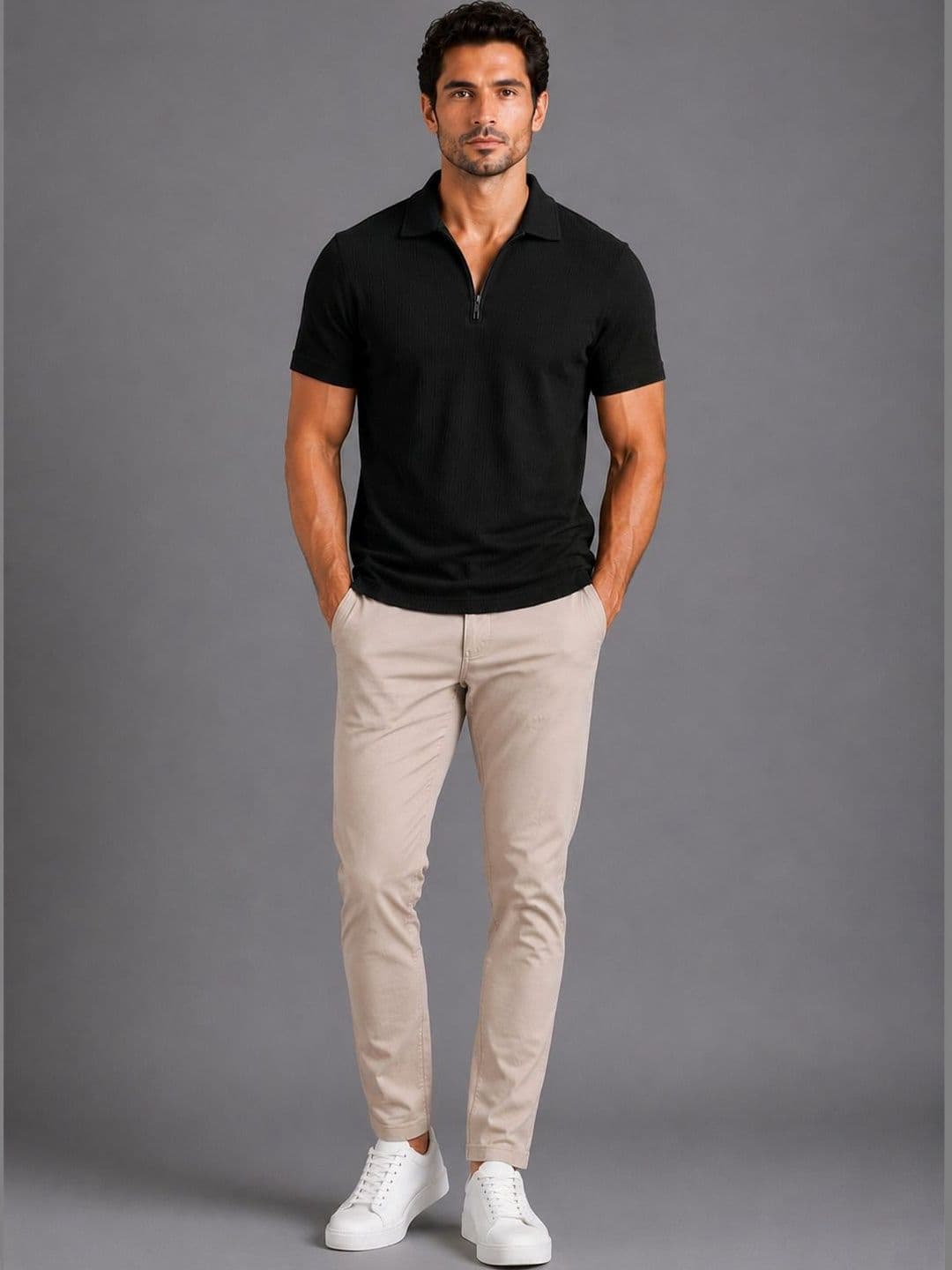 R.Code by The Roadster Life Co. Men Polo Collar T-shirt - view 1