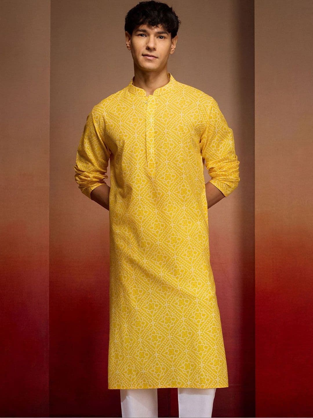 VASTRAMAY Men Bandhani Print Kurta - view 1