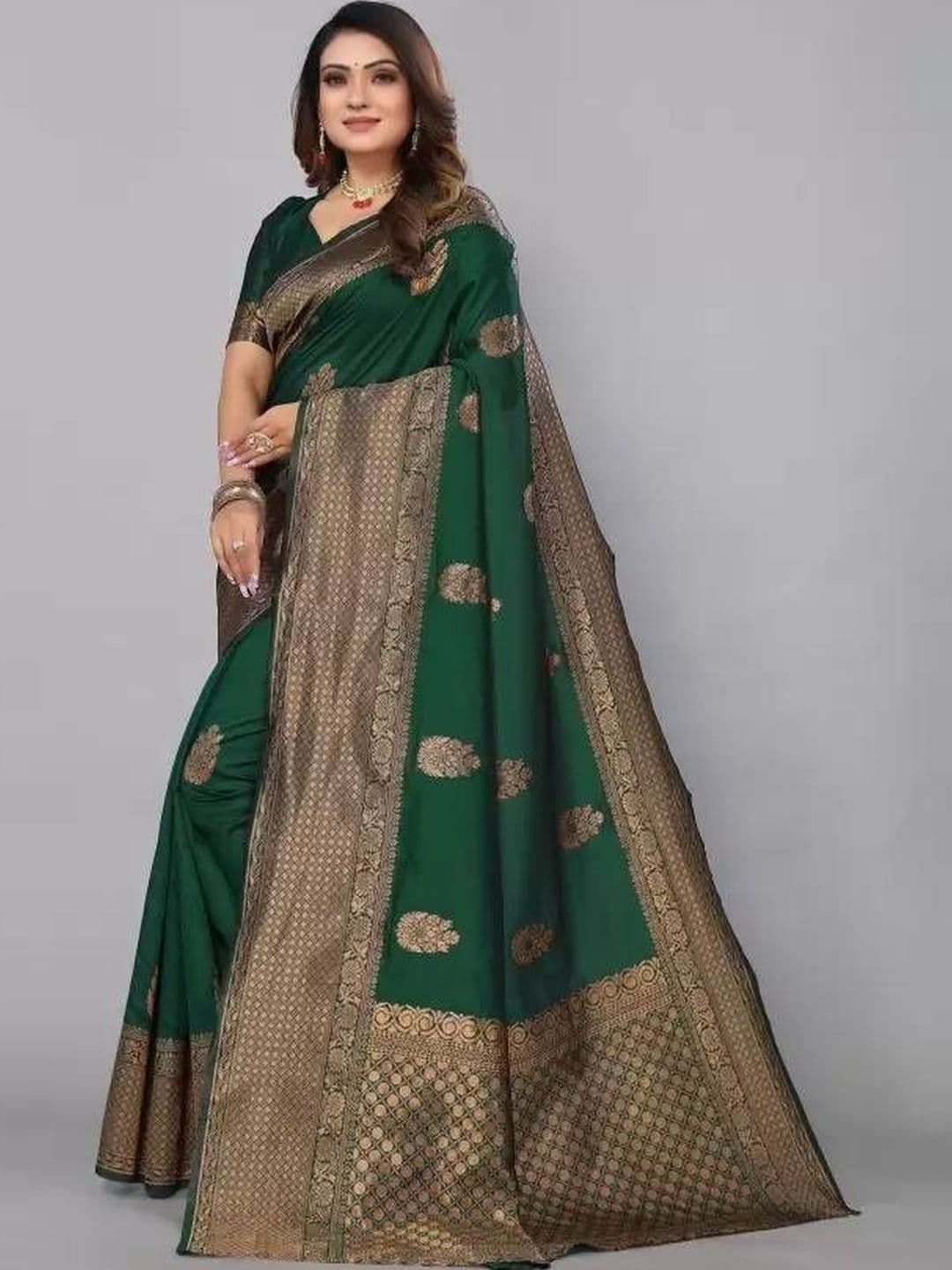 Eecoo Woven Design Zari Kanchipuram Silk Saree - view 1