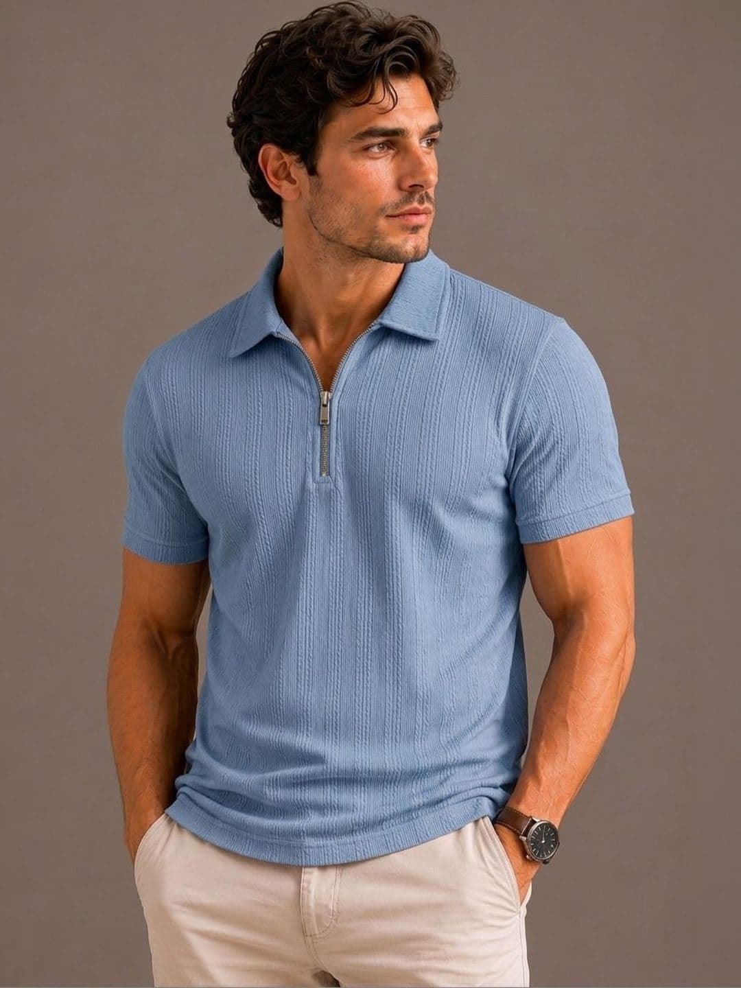 R.Code by The Roadster Life Co. Men Polo Collar T-shirt - view 1