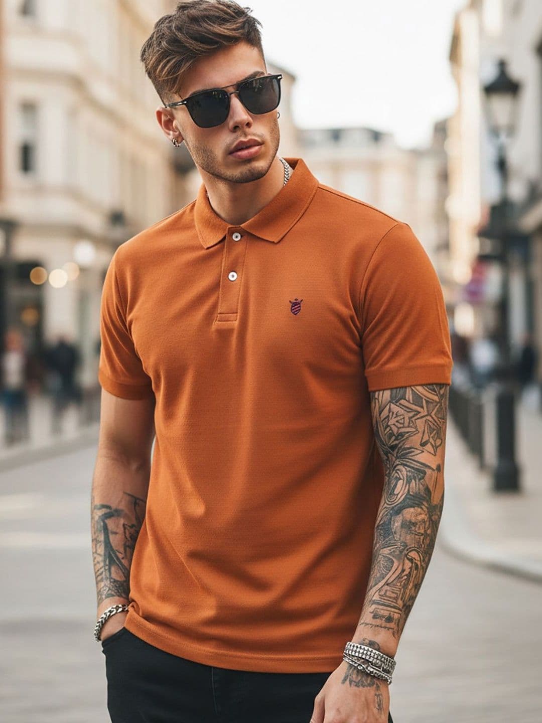 RADYJA Men Brand Logo Polo Collar T-shirt - view 1
