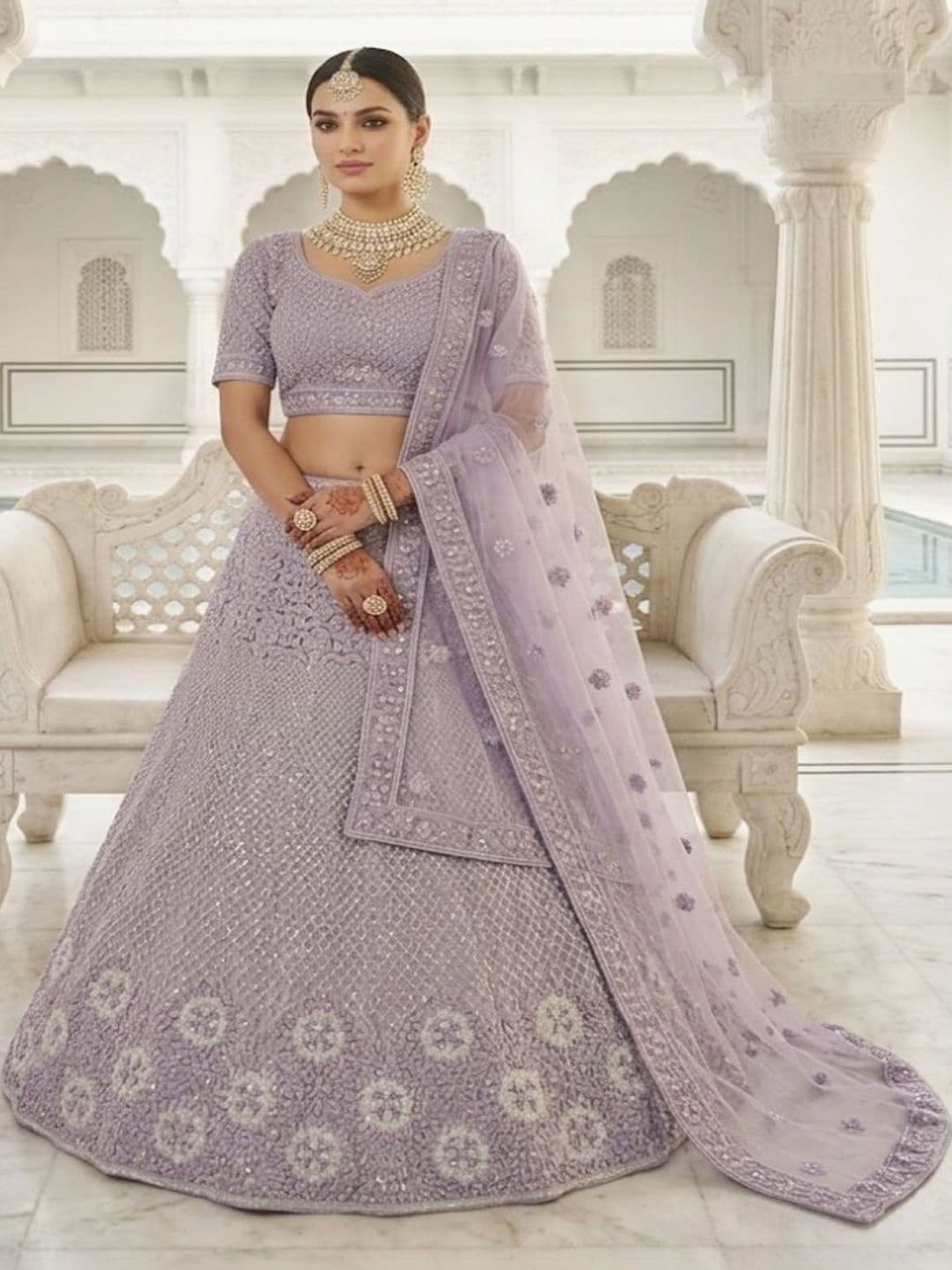 JIYANA WOMENS CHOICE Embellished Semi-Stitched Lehenga & Unstitched Blouse With Dupatta - view 1