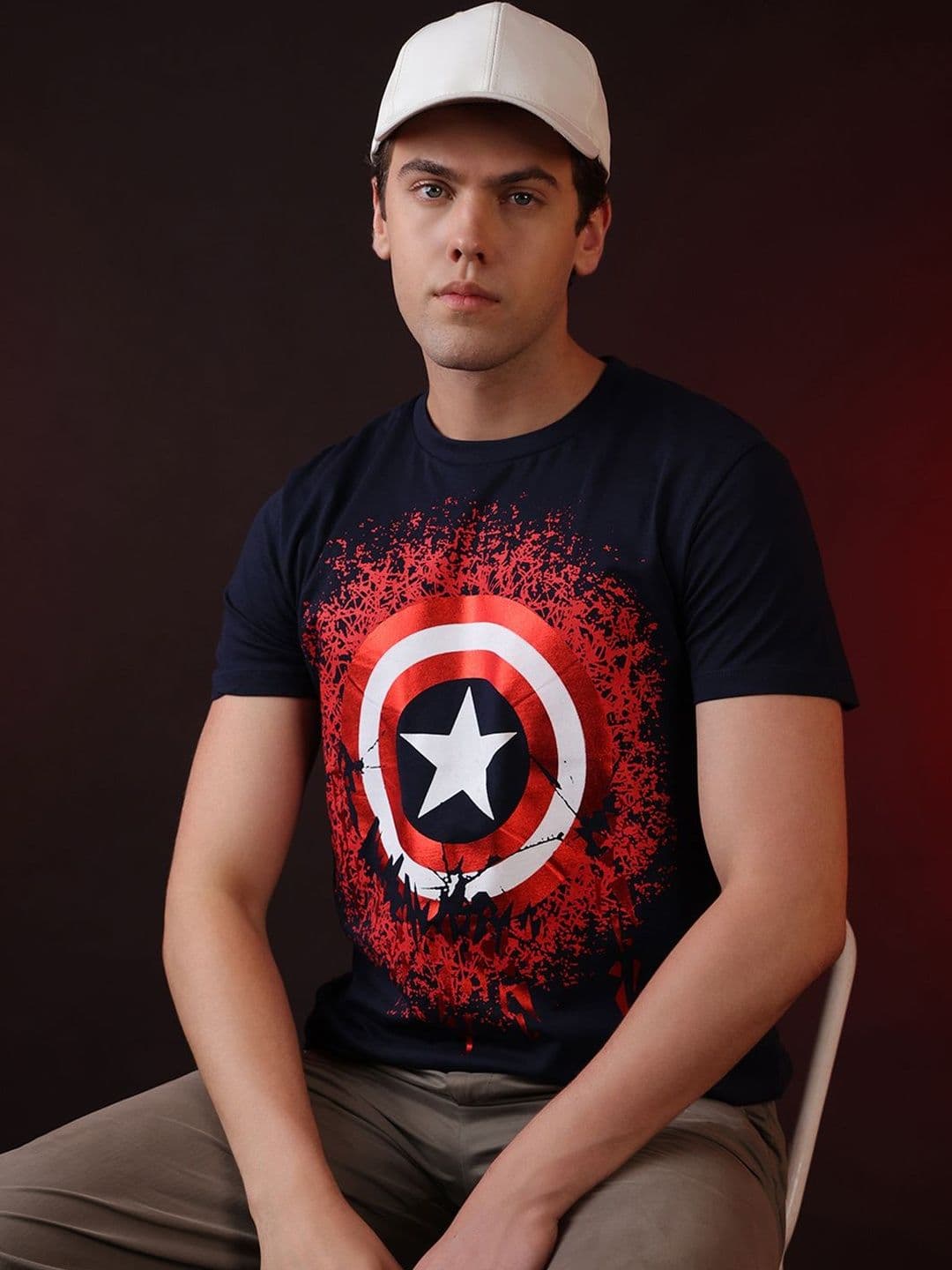 Free Authority Men Captain America Graphic Printed Round Neck Cotton T-shirt - view 1
