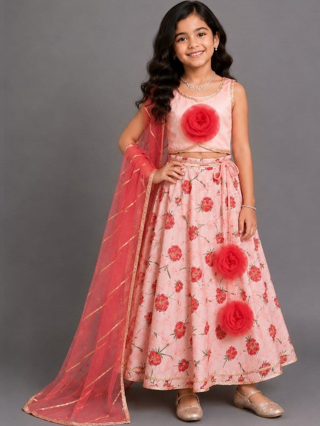 The Little Tales Girls Embellished Ready to Wear Lehenga & Blouse With Dupatta - view 1