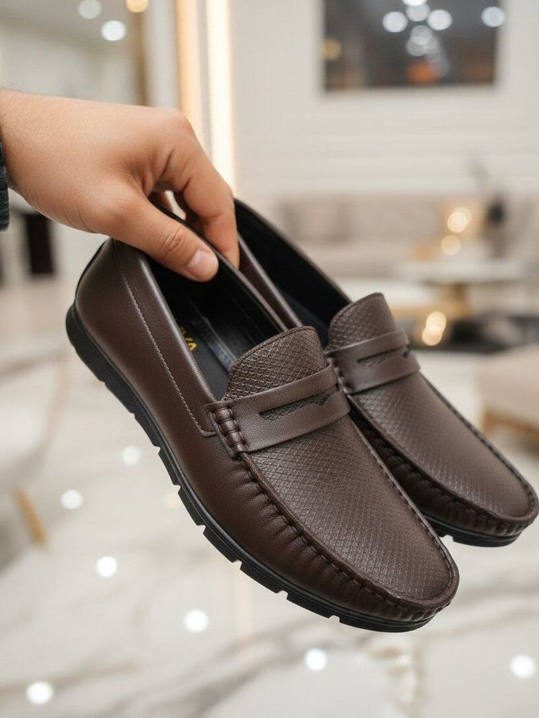 Zuliva Men Textured Round Toe Slip-On Loafers - view 1