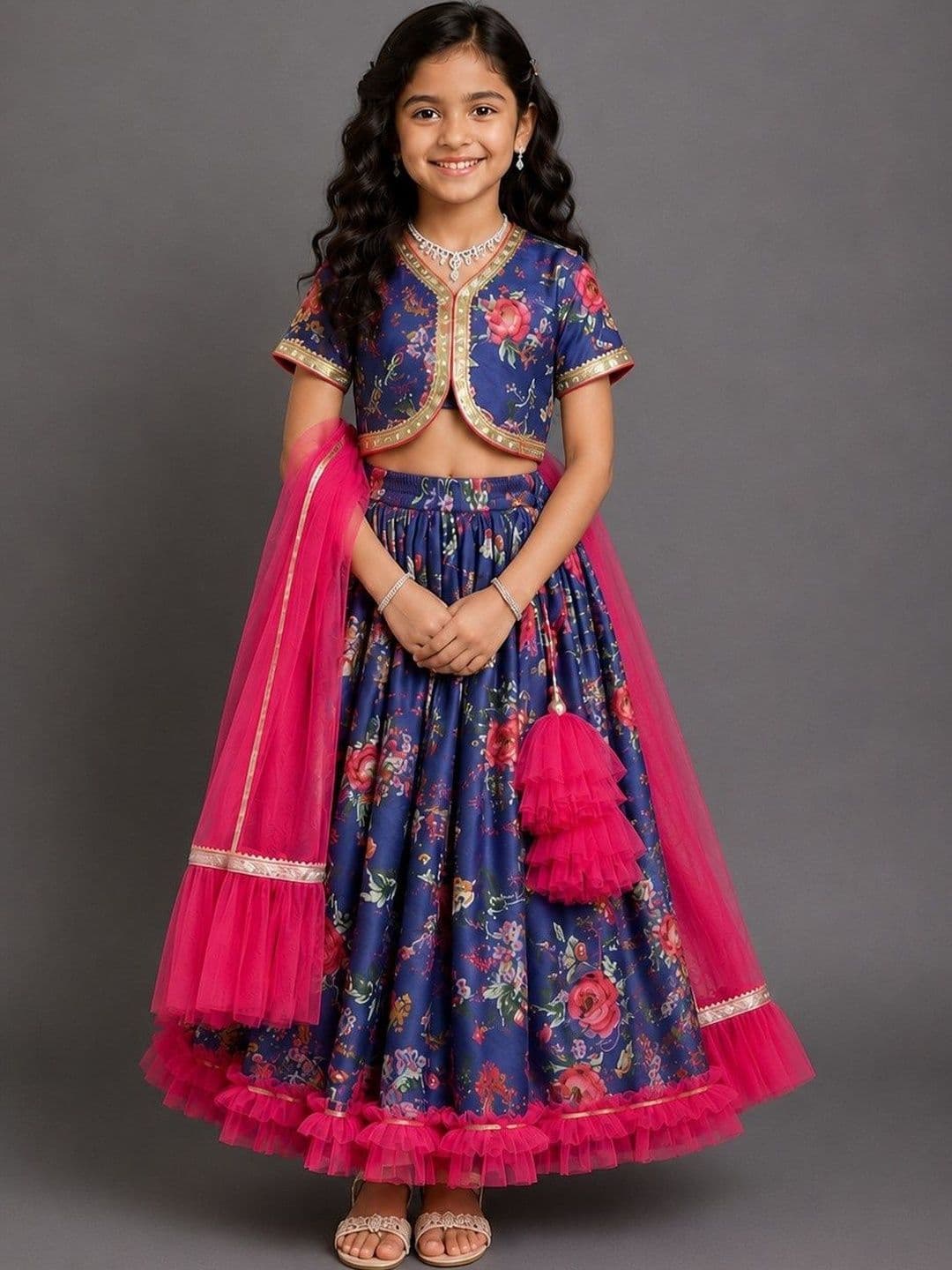 The Little Tales Girls Printed Ready to Wear Lehenga & Blouse With Dupatta - view 1