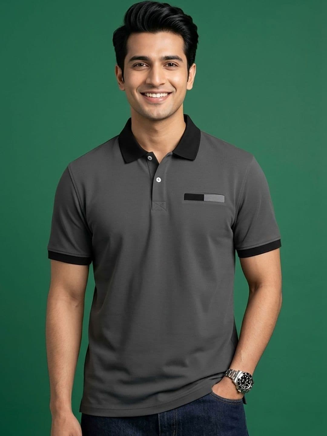 Moda Rapido Men Colourblocked Polo Collar Pockets T-shirt - view 1