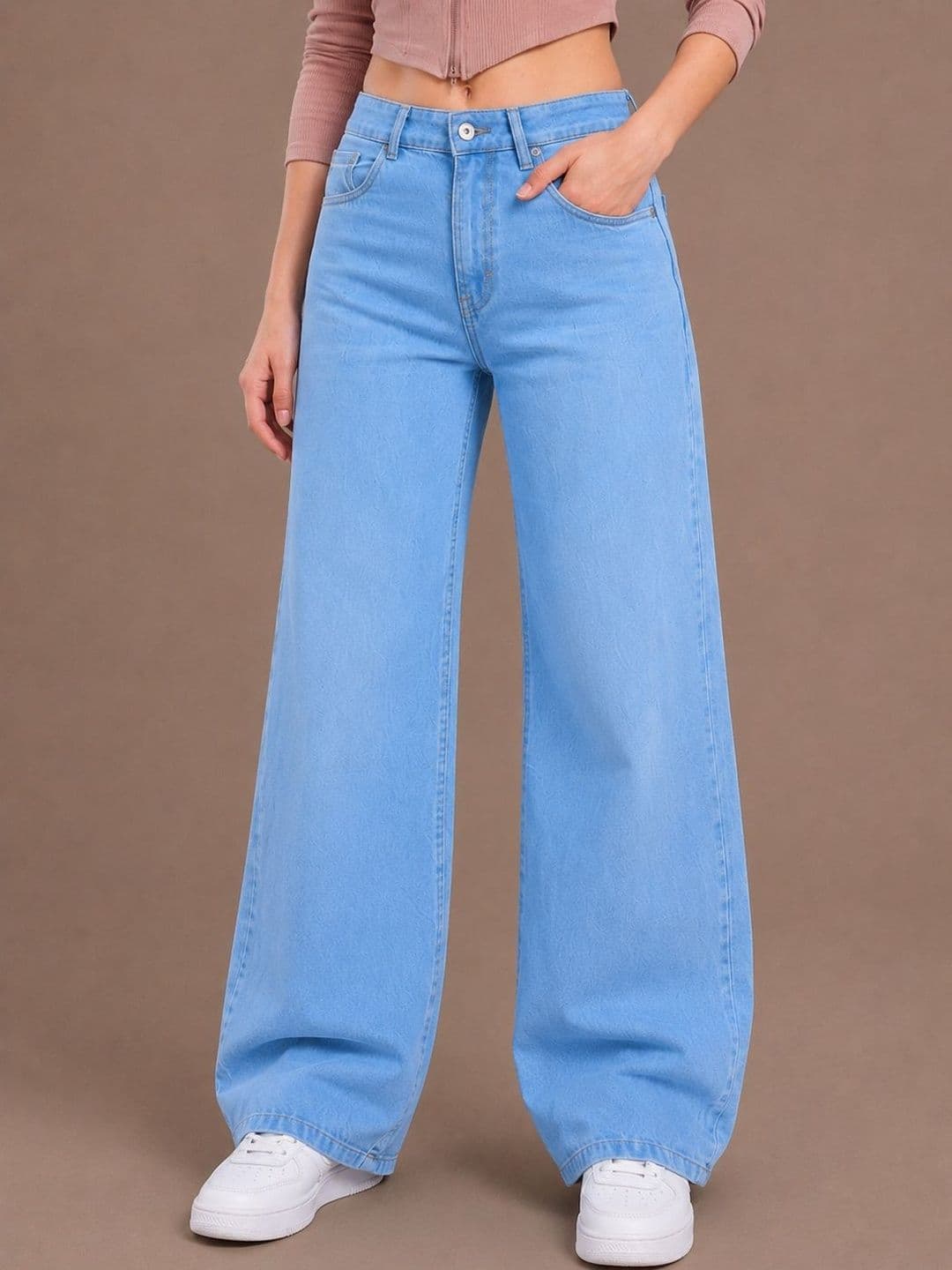glitchez Women Comfort Wide Leg High-Rise Light Fade Stretchable Jeans - view 1