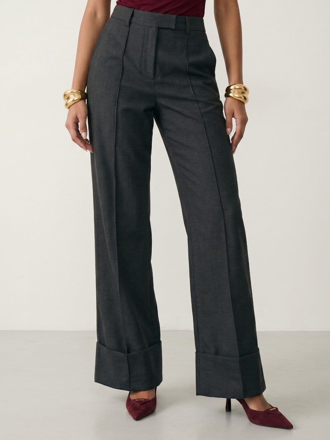 Phosphorus Women Checked High-Rise Trousers - view 1