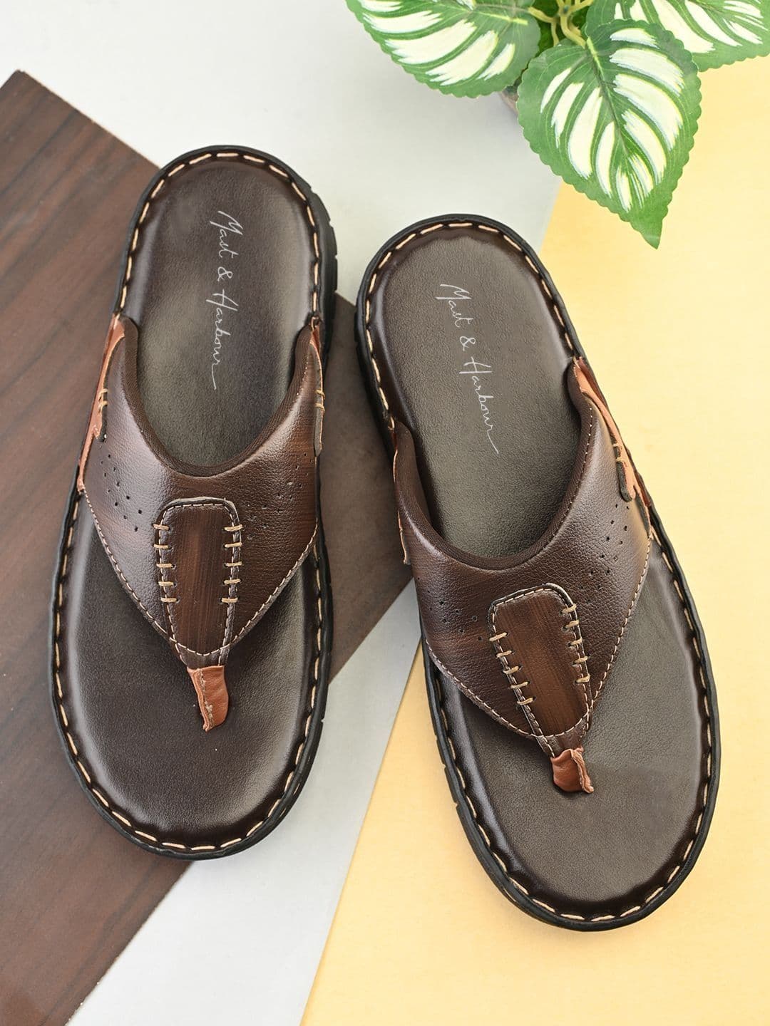 Mast & Harbour Men Colourblocked Thong Flip-Flops - view 1