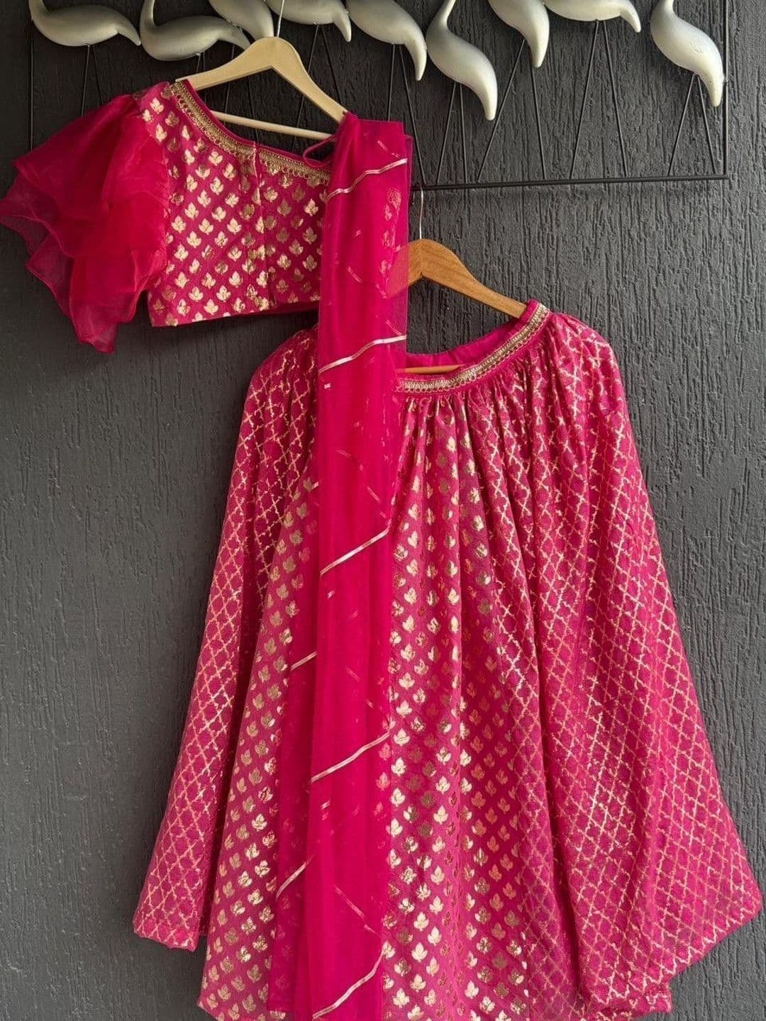 The Little Tales Girls Printed Foil Print Ready to Wear Lehenga & Blouse With Dupatta - view 1