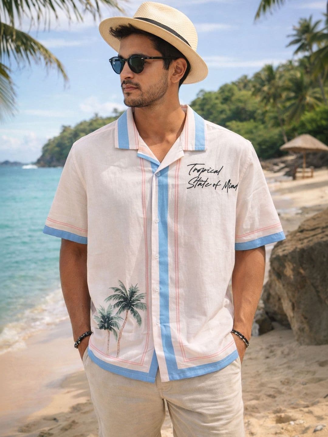 MADMOJO Men Relaxed Cotton Linen Digital Printed Casual Shirt - view 1