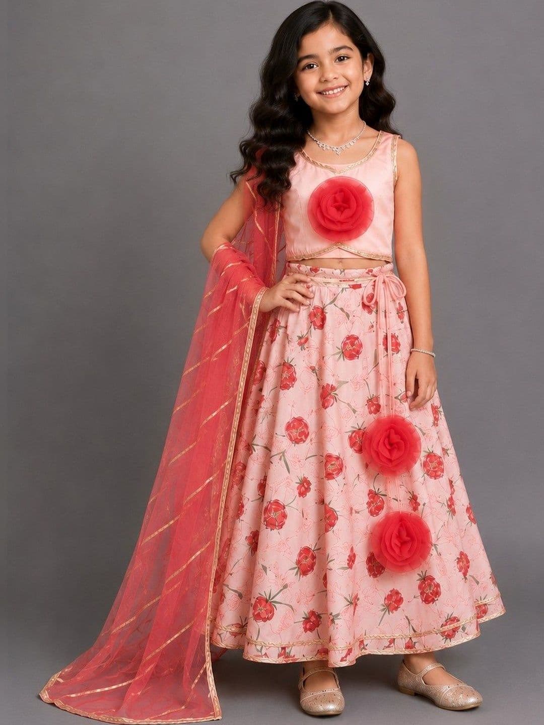 The Little Tales Girls Embellished Ready to Wear Lehenga & Blouse With Dupatta - view 1