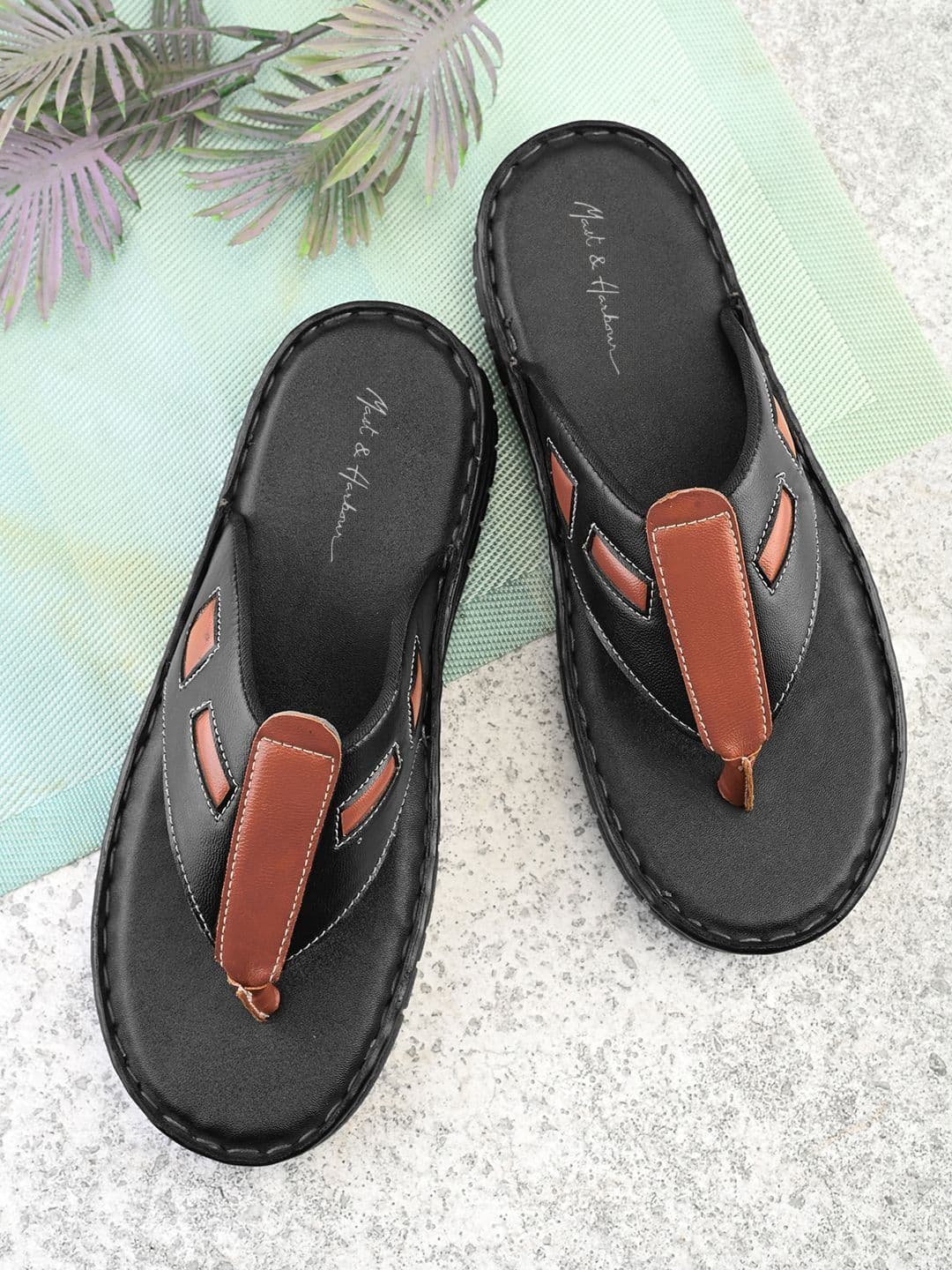 Mast & Harbour Men Colourblocked Thong Flip-Flops - view 1