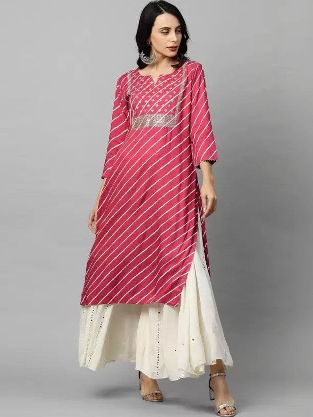 Bodhaa Women Leheriya Printed Thread Work Kurta - view 1