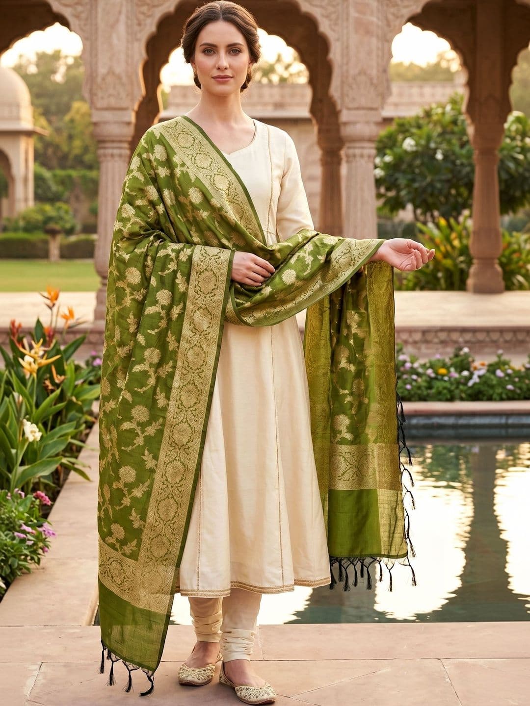 Naveera Woven Design Dupatta with Zari - view 1