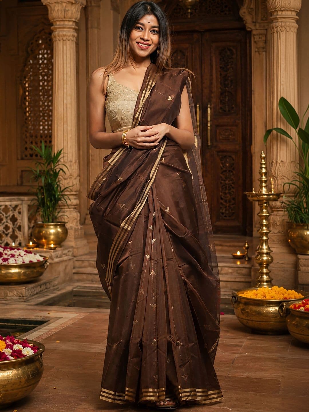 BerMondsey Woven Design Zari Designer Kanjeevaram Saree - view 1