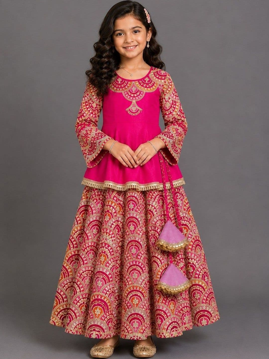 The Little Tales Girls Embroidered Ready to Wear Lehenga & - view 1