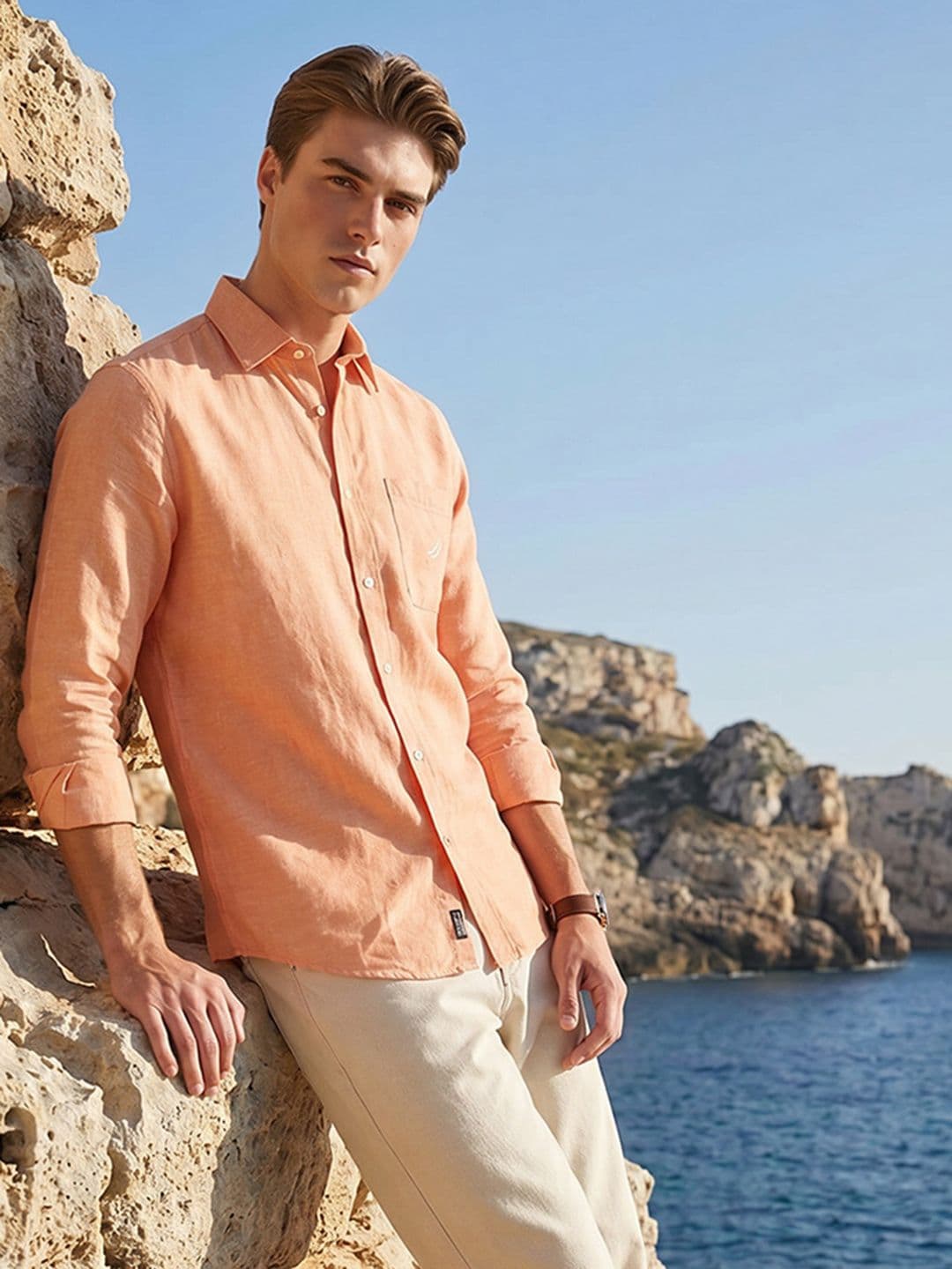 Nautica Slim Fit Pure Linen Casual Shirt - view 1