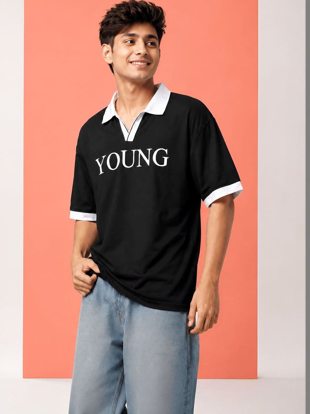 Moda Rapido Men Typography Printed Polo Collar T-shirt - view 1