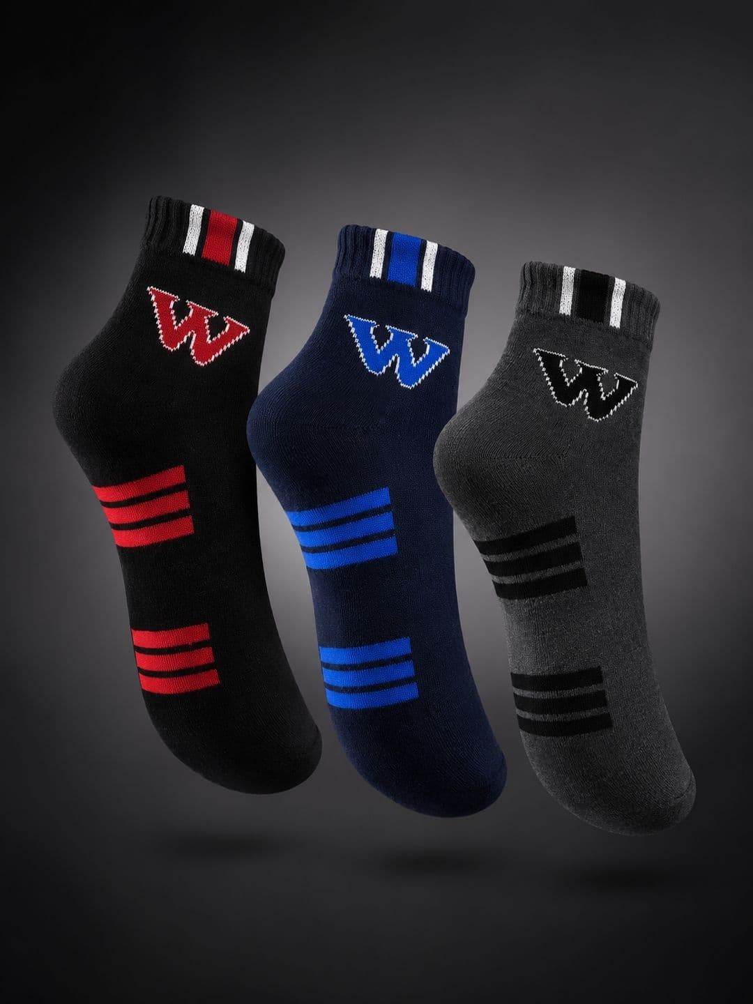 CORTICA Men Pack of 3 Cotton Blend Assorted Patterned Ankle Length Socks - view 1