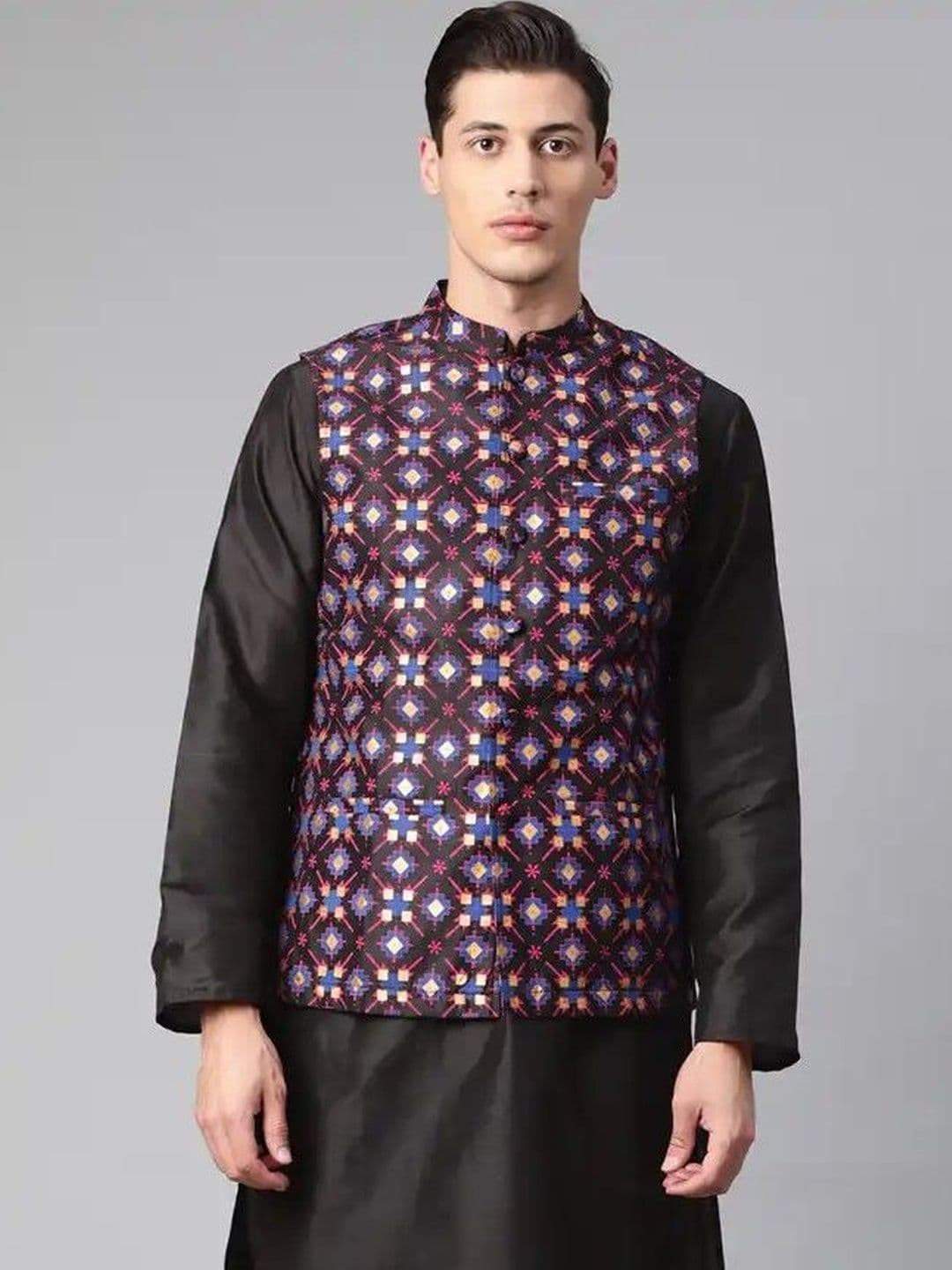 Tulsattva Woven Design Mandarin Collar Neck Woven Nehru Jacket - view 1