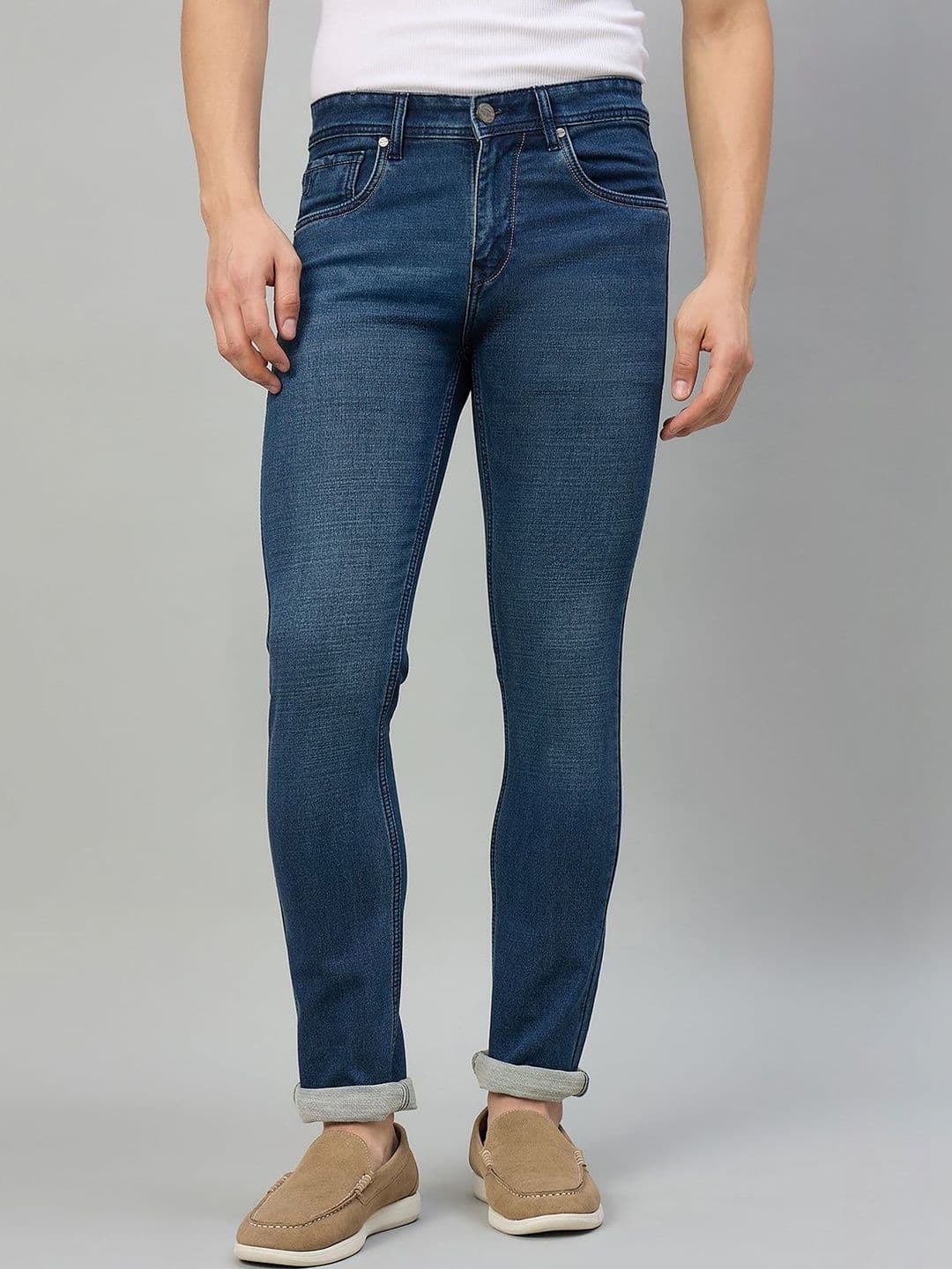 Duke Men Slim Fit Mid-Rise Light Fade Stretchable Jeans - view 1